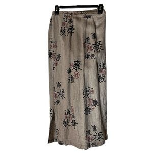 Clio size large petite tan 100% linen maxi skirt